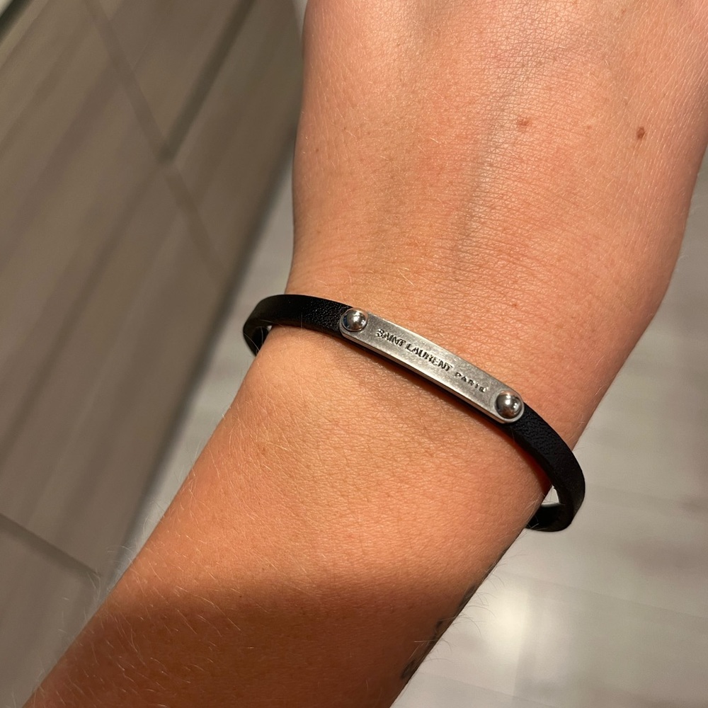 Saint Laurent black leather bracelet